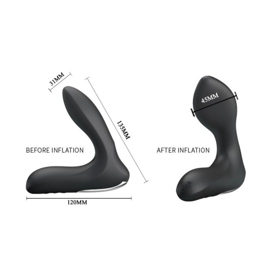 Prettylove Anal Stimulator Inflatable Leonard Silicone USB Black