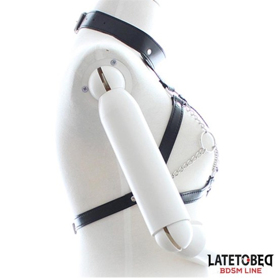 Latetobed Bdsm Line Bondage Harness with Open Cups and Chains