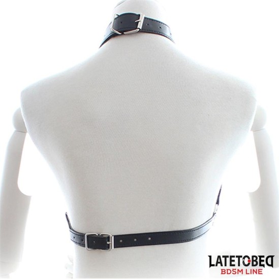 Latetobed Bdsm Line Bondage Harness with Open Cups and Chains