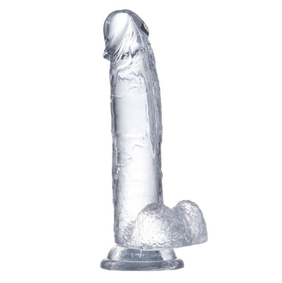 Glazed Realistic Dildo with Testicles Crystal Material 18 cm