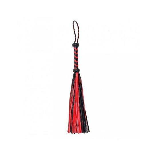 Bondage Play Braided Flogger Leather Black Red