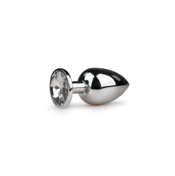 Easytoys METALLIC PLUG L WITH SILVER TRANSPARENT STONE