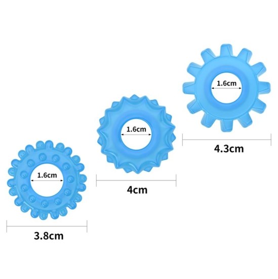 Lovetoy Lumino Play Set 3 Penis Ring Blue Light