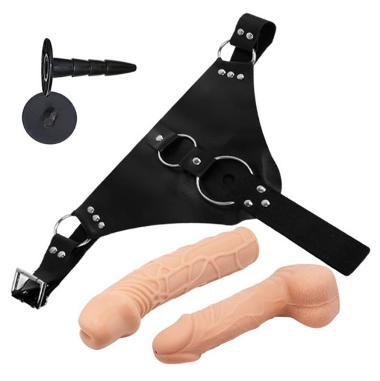 Harness Collection Latetobed Sparo noņemama siksna ar 2 Dildo Realistic