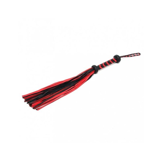 Bondage Play Braided Flogger Leather Black Red