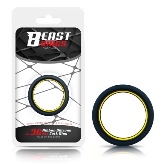 Beast Rings Penis Ring 100% Solid Silicone 3.6 cm Yellow and Black