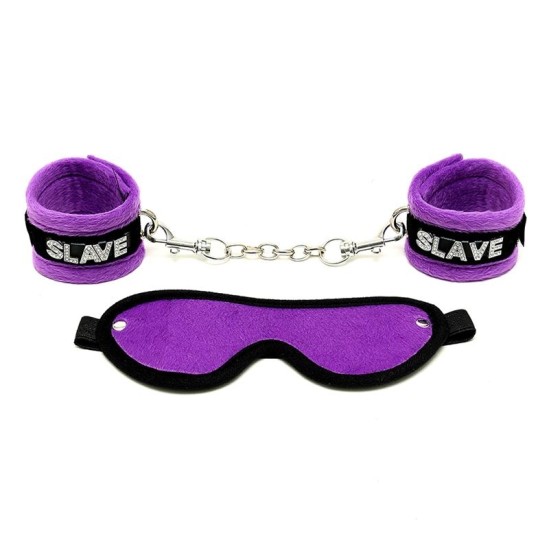 Bondage Play Rimba Roku dzelži un Acu maska Violeta