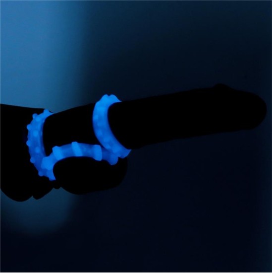 Lovetoy Lumino Play Set 3 Penis Ring Blue Light