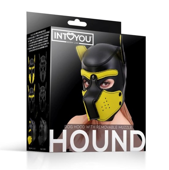 Intoyou Bdsm Line Hound Neoprēna suņu kurtu noņemams purns melns/dzeltens viens izmērs