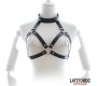 Latetobed Bdsm Line Bondage Harness with Open Cups and Chains