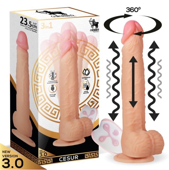 Centauro Cesur 3.0 reālistisks vibrējošs dildo, viļņveidīgs, 360 grādu un augšup un lejup kustināms tālvadības pults USB