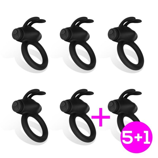 Tardenoche Pack 5 +1 Nepture Vibrating Ring Silicone Rechargeable USB