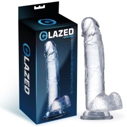 Glazed Reālistisks dildo ar sēkliniekiem kristāla materiāls 18 cm