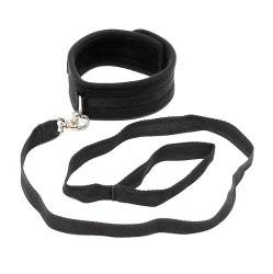 Bondage Play Collar with Leash Adjustable Black