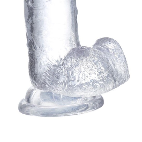 Glazed Realistiškas dildo su sėklidėmis kristalinė medžiaga 18 cm