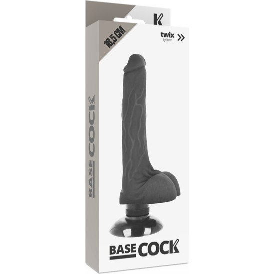 Basecock REALISTIK VIBRAATOR 2-1 MUST 18,5 CM