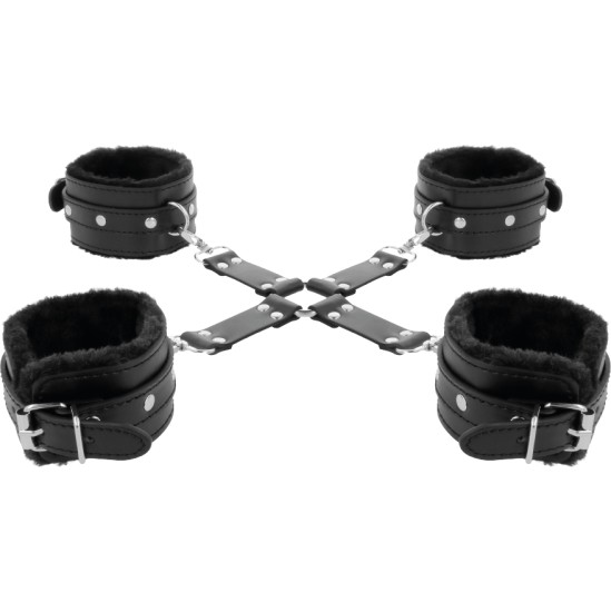 Darkness Bondage DARKNESS - LEATHER HANDCUFFS FOR FOOT AND HANDS BLACK