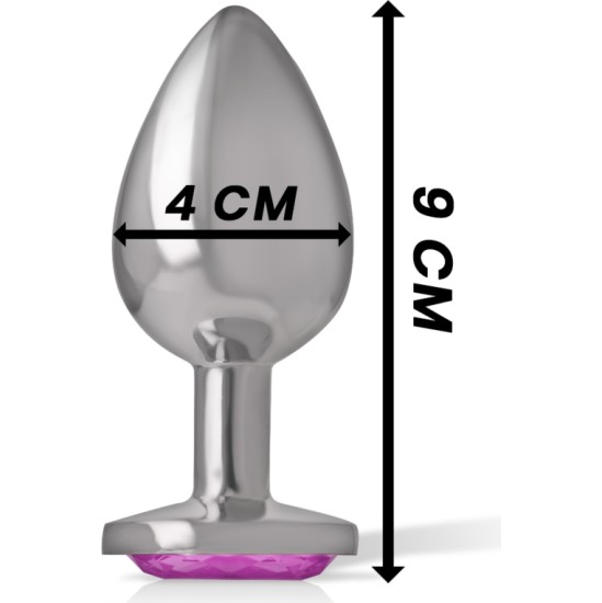 Intense Anal Toys INTENSE - METAL ALUMINUM ANAL PLUG WITH PINK GLASS SIZE L