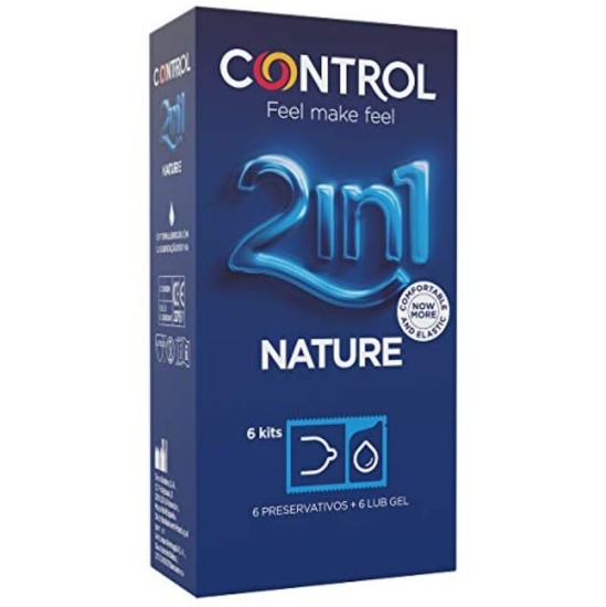 Control Condoms CONTROL DUO NATURA 2-1 KONSERVANTS + GELS 6 VIENĪBAS
