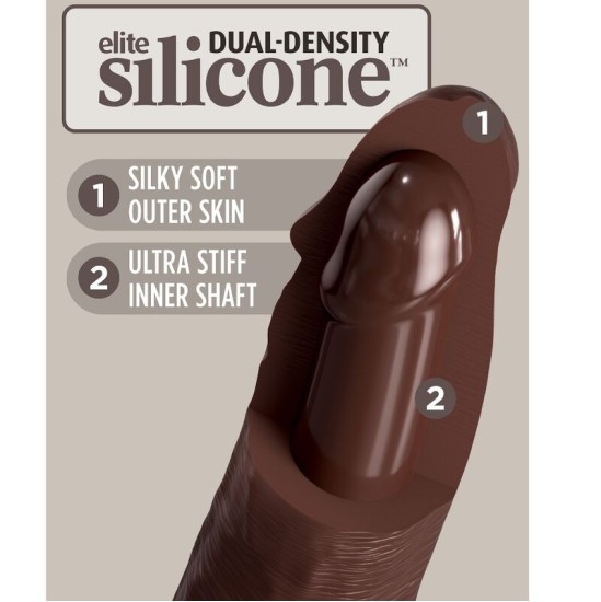 King Cock ELITE - REĀLISTS SILIKONA DILDO 17,8 CM BRŪNA