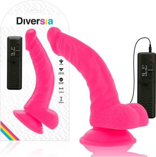 Diversia Elastīgs Vibrējošs Dildo 21,5 CM - rozā