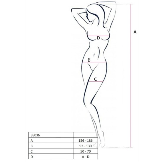 Passion Woman Bodystockings PASSION WOMAN BS036 WHITE BODYSTOCKING VIENS IZMĒRS