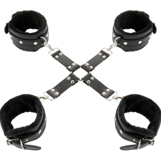 Darkness Bondage DARKNESS - LEATHER HANDCUFFS FOR FOOT AND HANDS BLACK