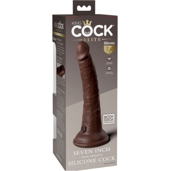 King Cock ELITE - REĀLISTS SILIKONA DILDO 17,8 CM BRŪNA