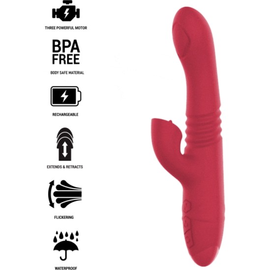 Intense Fun INTENSE – DUA MULTIFUNKTSIONAALNE TAASLAETAV VIBRATOR PUNASE KEELEGA ÜLES-ALLA