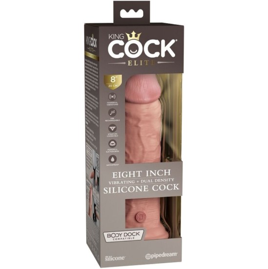 King Cock ELITE - REĀLISTS DILDO VIBRĒŠANAS & SILIKONS 20,3 CM