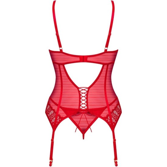 Obsessive Corsets OBSESSIVE - INGRIDIA CORSET & THONG RED M/L