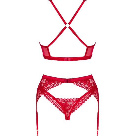 Obsessive Sets OBSESSIVE - LACELOVE THREE PIECES SET RED XS/S