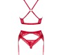 Obsessive Sets OBSESSIVE - LACELOVE THREE PIECES SET RED XS/S