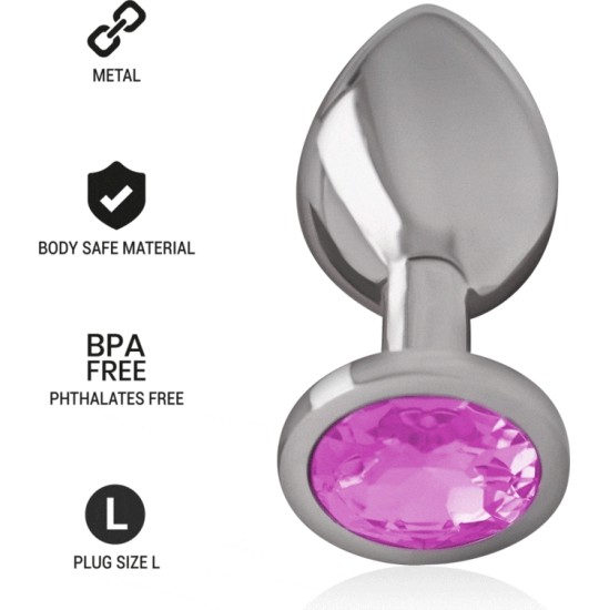 Intense Anal Toys INTENSE - METAL ALUMINUM ANAL PLUG WITH PINK GLASS SIZE L