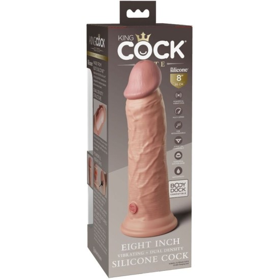 King Cock ELITE - REĀLISTS DILDO VIBRĒŠANAS & SILIKONS 20,3 CM