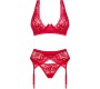 Obsessive Sets OBSESSIVE - LACELOVE THREE PIECES SET RED XS/S