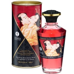 Shunga Oils SHUNGA - MASĀŽAS EĻĻA SHUNGA - ZEMENES UN CAVA SILTUMA EFEKTA 100 ml