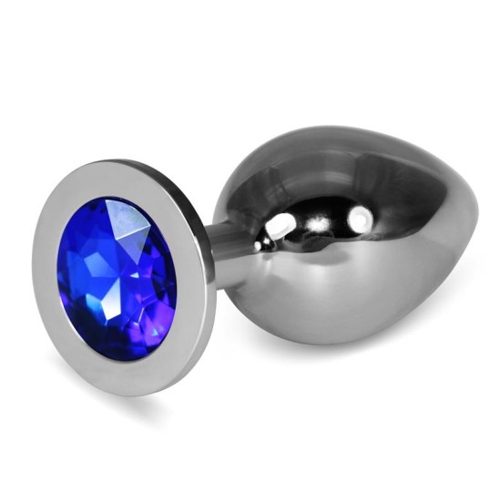 Lovetoy Metal Butt Plug RoseBud Classic with Darkblue Jewel Size L