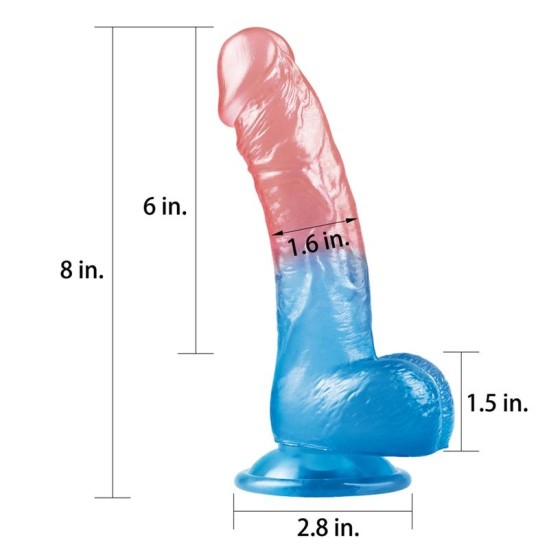 Lovetoy Dildo Dazzle Studs 8 rožinės ir mėlynos spalvos