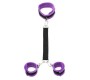 Bondage Play Handcuffs to Collar with Leash Adjustable Purple