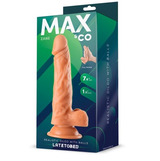 Max & Co Zane Realistinis dildo su sėklidėmis 7,6 - 19,5 cm