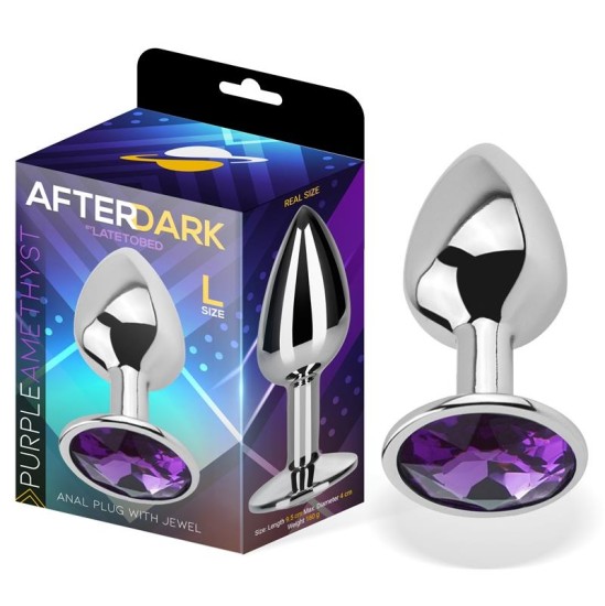 Afterdark Butt Plug with Jewel Purple Amethyst Size L Aluminium