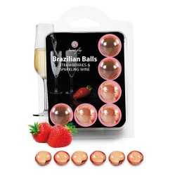 Secret Play Brazīlijas bumbiņu komplekts, 6 zemenes un dzirkstošais vīns