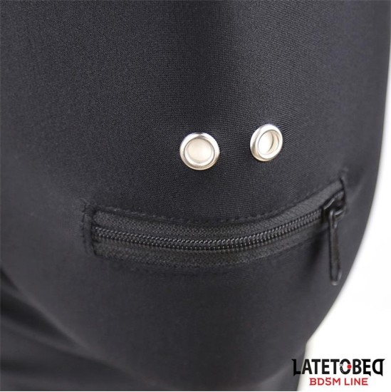 Latetobed Bdsm Line Pilna pārsega kapuce ar rāvējslēdzēju mutē