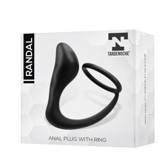 Tardenoche Randal Butt Plug with Penis Ring Silicone Black