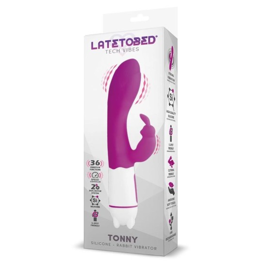 Latetobed Tonny USB vibrators G Spot 36 funkcijas Silikona violets