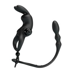 Prettylove Вибрационное кольцо со съемной анальной цепочкой