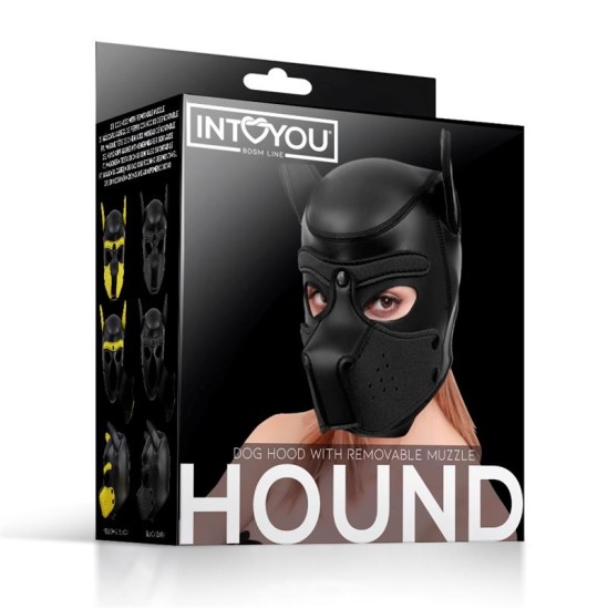 Intoyou Bdsm Line Hound Neoprēna suņu kurtu noņemams purns melns viens izmērs