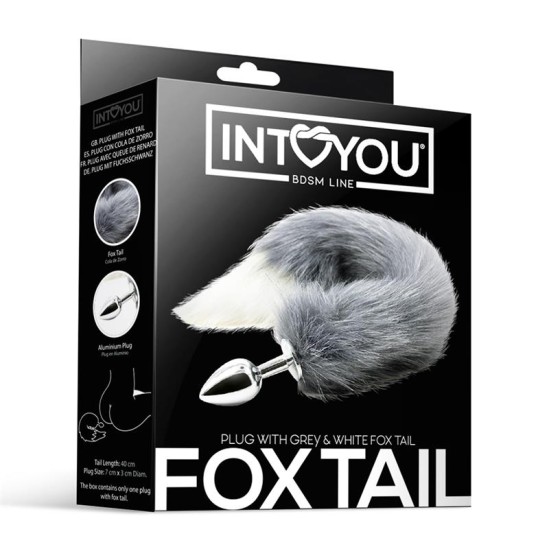 Intoyou Bdsm Line Analinis kištukas su pilka ir balta Foxy Tail S dydis