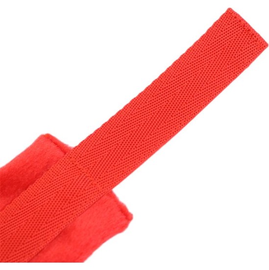 Intoyou Bdsm Line Handcuffs with Velcro with Long Fur Red